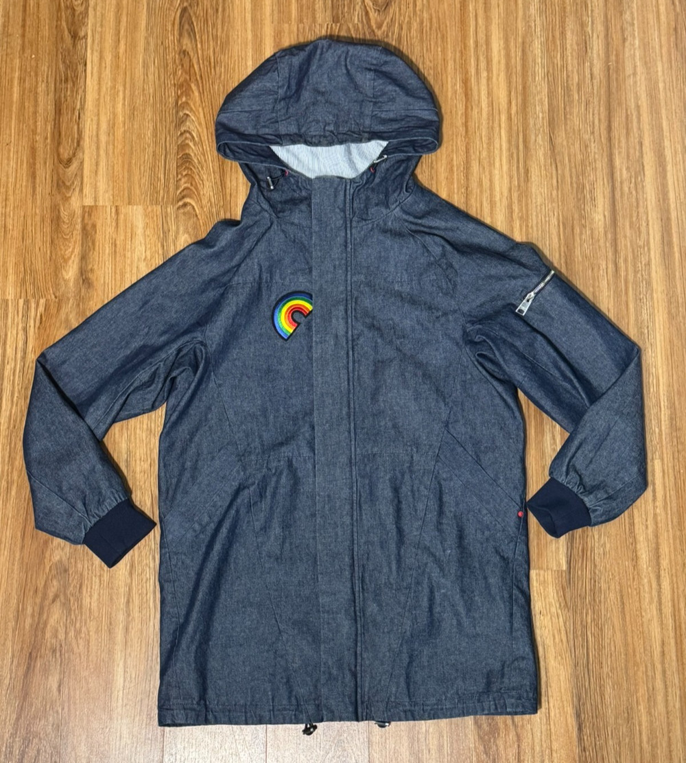 Fairwhale Jeans Men's Hooded Denim Jacket w/ Rainbow Patch Lined- Size L 175/92A
